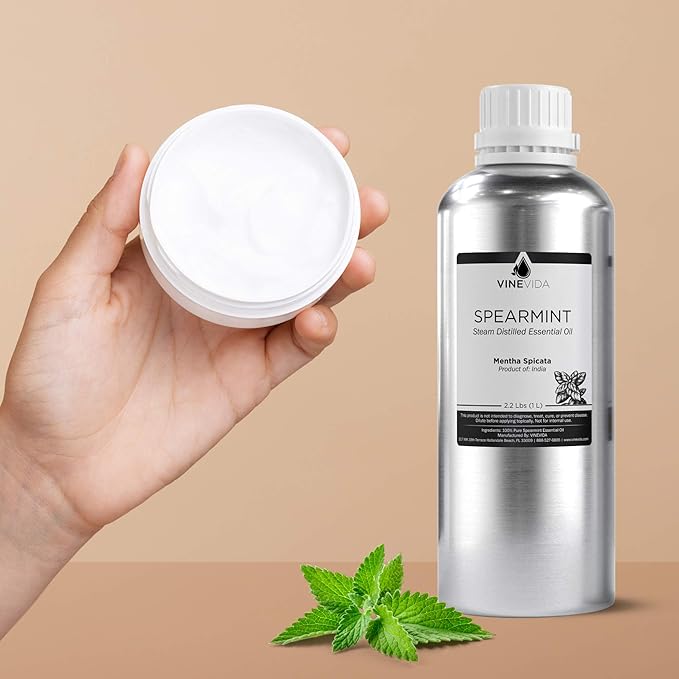 VINEVIDA Spearmint Essential Oil 32 oz - Undiluted Spearmint Oil 32 oz - Spearmint Candle Oil Scent - DIY Candle Scents for Candlemaking - Bulk Essential Oil for Soap Making Safe for Skin