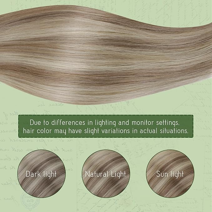 RUNATURE Human Hair Clip in Extensions 120g, Blonde Clip in Hair Extensions Real Human Hair, Thick Full Head, Easy to Apply, 14 Inch 7pcs #8P60 Ash Brown Highlight Platinum Blonde