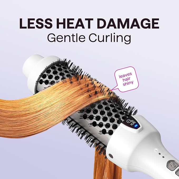 Wavytalk Thermal Brush, 1.5 Inch Ionic Thermal Round Brush Makes Hair Smoother Get Natural Curls (White)