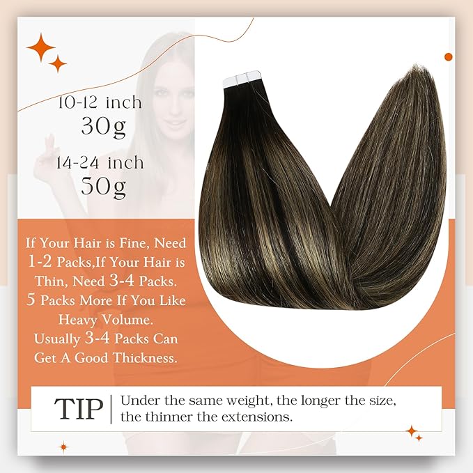 Full Shine Tape Hair Extensions Real Human Hair Color 1B/27/1B Tape in Extensions Human Hair 20Inch Long Straight Extension 100G 40Pcs Soft Silky Brazilian Natural for Women