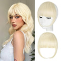 Clip in Bangs, Synthetic French Bangs Hair Clip, Bleach Blonde Fake Bangs Fringe with Temples Hairpieces for Women Natural Curved Hair Extensions for Daily Wear