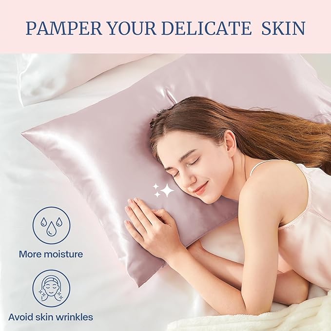 BEDELITE Satin Pillowcase for Hair and Skin, Super Soft Similar to Silk Pillow Cases 4 Pack with Envelope Closure, Cooling Pillowcases for Women Men (20"x36" King Size, Lotus Pink)