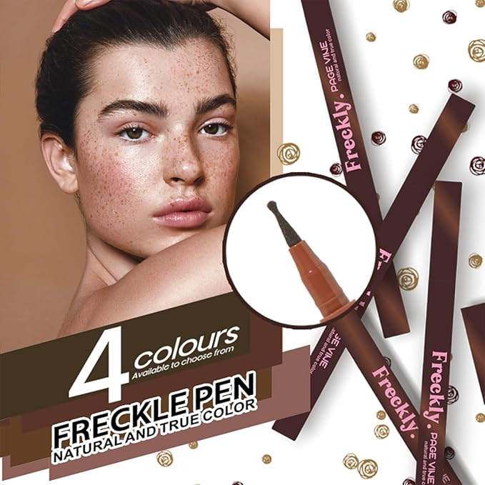 Freckle Pen,2 PCS Faux Freckle Stamp Waterproof,Fake Face Freckles Stain Makeup Long Lasting Quick Dry,Natural Lifelike Soft Dot Freck Pen 2PCS-02 Medium