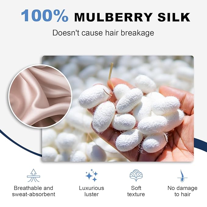 1 Piece Silk Bow Scrunchies for Hair-100% Pure Mulberry 22 Momme Silk Hair Tie, Elastic Ponytail Holder, Elegant Soft Bow Hair Ties Band for Women Hair Care, Multiple Colours (PINK)