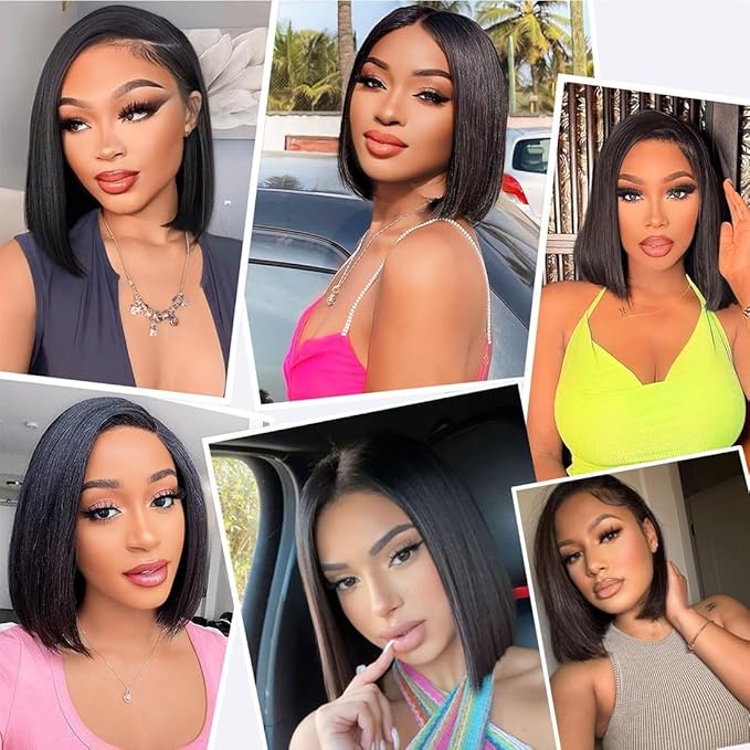 210% Density Lace Frontal Bob Wig Human Hair 12A Brazilian Virgin 9x6 Glueless Wigs Human Hair Pre Plucked Pre Cut HD Transparent Lace Wigs 14 Inch