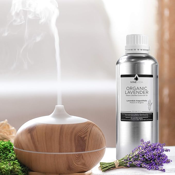 VINEVIDA Organic Lavender Essential Oil - 32 oz - Undiluted - DIY Candle Scents & Bulk for Soap Making
