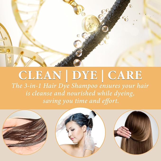 Cherry Brown Hair Dye Shampoo 3-in-1, Natural Hair Color for Women & Gray Hair, Instant Hair Dye & Hair Care in 15 Minutes, Bubble Plant Hair Colors for All Hair Types, Shampoo Para Canas