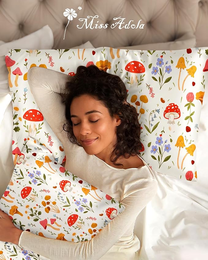 2 Pack Mulberry Silk Pillowcase for Hair and Skin - Queen Size 20 x 30 Inches with Hidden Zipper Flowering Plants 19 Momme Soft Sleeping Silk Pillow Case for Women, Moms