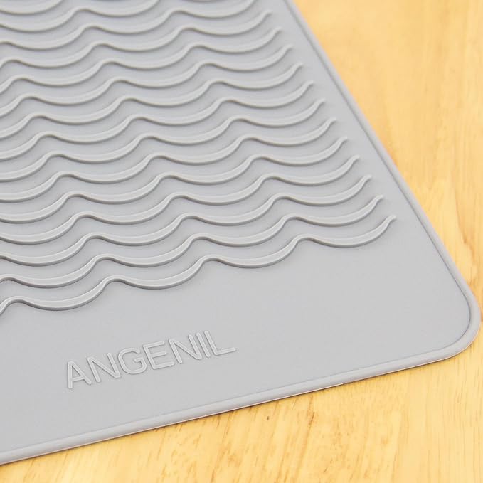 ANGENIL Large Heat Resistant Silicone Mat for Hot Hair Tools with Flat Iron Hair Straightener and Curling Irons Travel Essentials, Anti-scalding Accessories Pad Hot Tool Mat, Size 11.02" x 7.9"