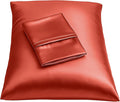 BLISSFORD Satin Pillowcase with Zipper, for Hair and Skin Care, Feels Soft and Cool Like a Silk Pillowcase, Satin Pillow Cases 2 Pack, Slik Pillow Cover, Rust - King Size, Set of 2