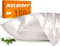 100% Mulberry Silk Pillowcase for Hair and Skin, 22 Momme Pure Natural Silk Pillow Case Both Sided with Zipper, Pillow Cover for Women Mom Men (Ivory White, King 20''×36'', 1 Pack)