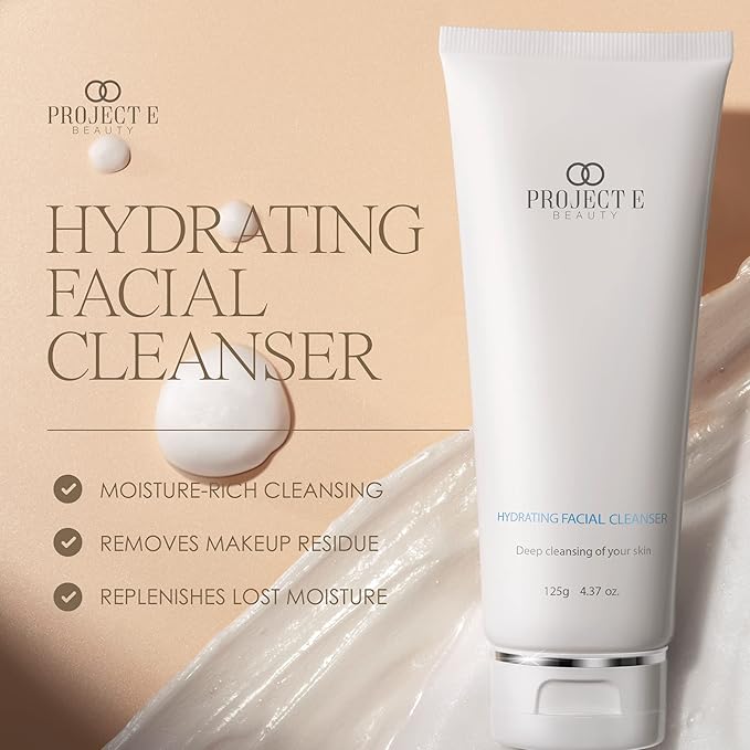 Project E Beauty Hydrating Facial Cleanser Gentle Cleansing | Removes Dirt, Oil & Makeup | Moisturizes & Hydrates | Brightens Complexion | Non-Foaming Formula | For All Skin Types | 125g