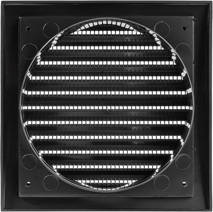Repa Market 6 Inch Black Dryer Vent Hood/Duct Cover for Walls or Ceiling/ABS Plastic Louvered Air Grille with Built-In Mesh Screen/Exhaust and Dryer Vent Covers for Indoor & Outdoor Use