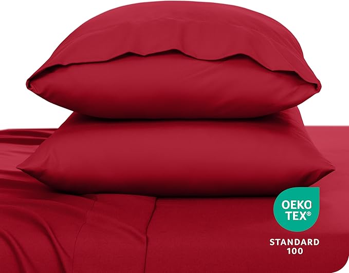 Bare Home Microfiber Pillow Cases - King 20x40 - Cooling Pillowcases - Double Brushed - Easy Care - Envelope Closure (King Pillowcase Set of 2, Red)