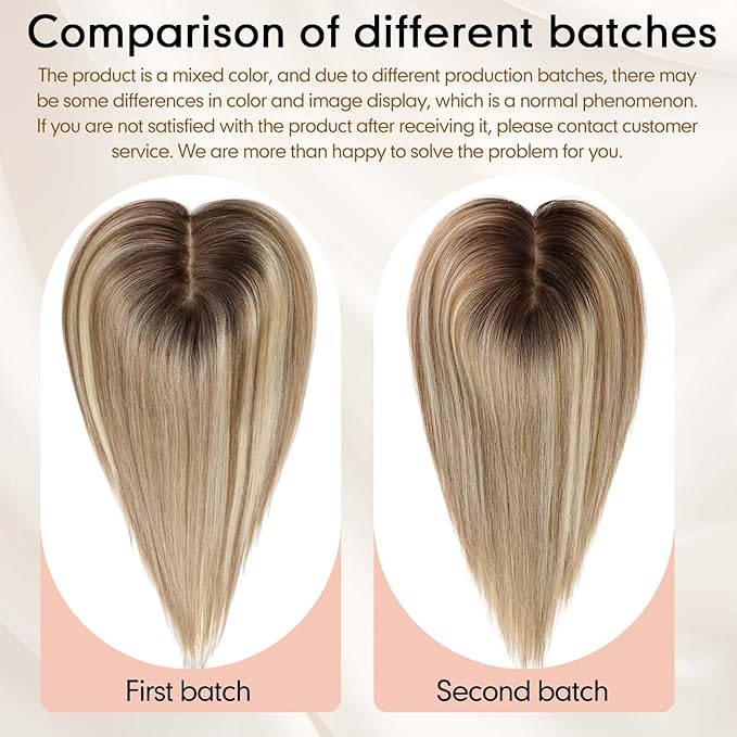 starluck Hair Toppers for Women Real Human Hair, 5"*5.5"Large Coverage Brown with Blond Highlight HairTopper No Bangs,100% Real Human Hair Toppers for Women with Thinning Hair,Cover Gray HairRoots