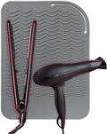 Silicone Hair Tool Holder & Heat Mat - Heat Resistant Mat for Hair Tools, Flat Iron, Curling Iron, Anti Heat Pad for Hair Straighteners - Professional Soft Rubber Pad & Flat Iron Cover
