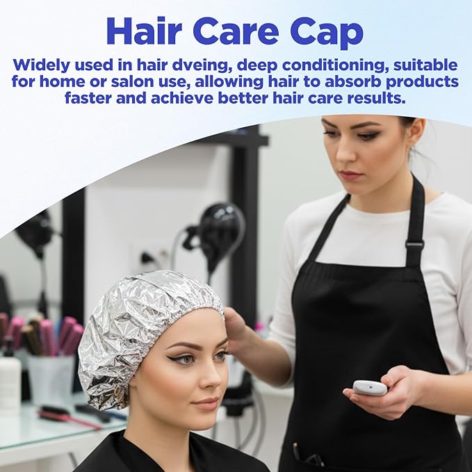 4 Pcs Conditioning Caps Made of Aluminum Foil, Reusable Thickened Shower Caps for Hot Oil Hair Treatment, Pieces Shower Cap Heat Cap For Deep Conditioning, Home And Salon Use, Hair Dyeing