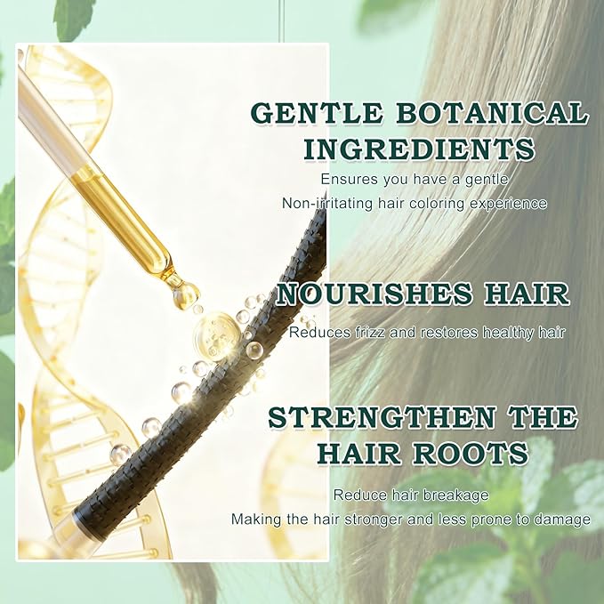 Mild Formula Long Lasting Hair Dye Set, Long-Lasting Single Step Hair Dye Kit with Nourishing Natural Shampoo (Light Black)