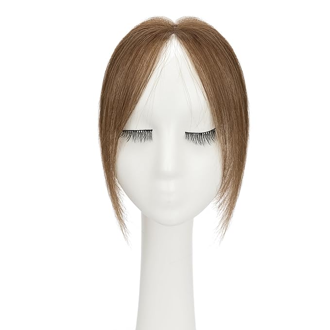 Benehair Clip on Bangs Human Hair, Front Hair Extensions for Women Hair Pieces with Temples for Daily Wear (Medium Brown)