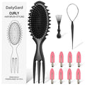 Curly Hair Brush Set,Curl Defining Brush for Curly Hair,Trident Handle Design,Detangling & Shaping & Defining Curls for Women and Girls,Wet or Dry Hair(Black)