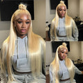 Hidden Strap Straight 360 613 Lace Front Wigs Human Hair Invisible Strap Pre Plucked 180% Density SALON-Quality Blonde Wig with Drawstring Glueless Wigs HD Full Lace Human Hair Wigs 20inch