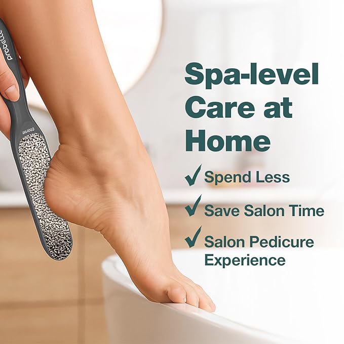 Probelle Double Sided Multidirectional Nickel Foot File Callus Remover - Immediately Reduces calluses and Corns to Powder for Instant Results, Safe Tool (Dark Grey)