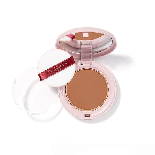 Wander Beauty Wanderlust Powder Foundation - Deep - Blurs and Evens Skin Tone - Perfects and Hydrates With Hyaluronic Acid, Aloe, Honeysuckle, & Vitamin E - Lightweight, Buildable Coverage - 0.31 oz