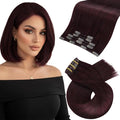 Moresoo Dark Red Clip in Hair Extensions Real Human Hair Red Burgundy Hair Extensions Clip ins Short And Straight Burgundy #99J Double Weft 80g/5pcs 14 inch