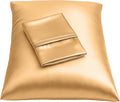 BLISSFORD Satin Pillowcase with Zipper, for Hair and Skin Care, Feels Soft and Cool Like a Silk Pillowcase, Gold Satin Pillow Cases 2 Pack, Slik Pillow Cover, Queen Size - Set of 2