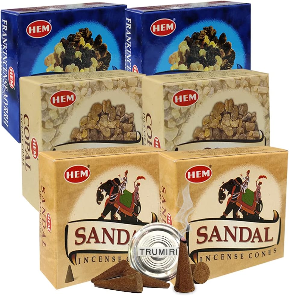 Sandalo Copal Incense Cones & Holder Bundle Variety Pack from Hem Trumiri Insense Inscents Insencents Insence