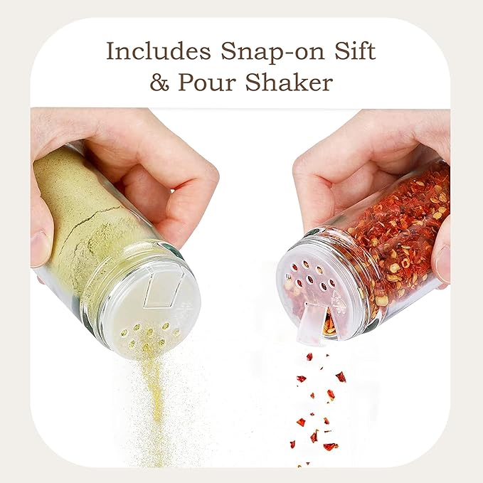 WelFurGeer Bamboo Spice Rack Organizer for Countertop, Revolving Spice Shelf with 12 Glass Jars, Lids & Labels, Desktop Rotating Seasoning Organizer for Kitchens, Space-Saving Design