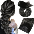 Moresoo Invisible Clip in Hair Extensions Silver Black Balayage Human Hair Clip in Extensions Black to Silver Grey Ombre Hair Extensions Clip in 18in 7pcs 120g