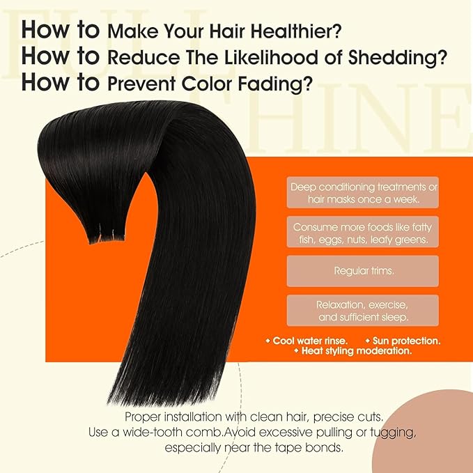 Full Shine Intact Tape Extensions Human Hair Color 1B Off Black Injection Tape In Hair Extensions Human Hair Cuticles Aligned 20Inch 50G Lightweight Natural for Women Daily Office Look 20Pcs
