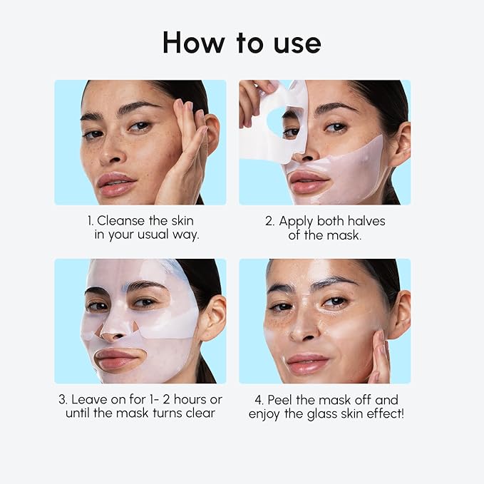 MAREE Collagen Facial Mask with Hyaluronic Acid - Hydrating Face Masks Skincare - Mascarillas Faciales For Women Skin Care - White, 4 Count