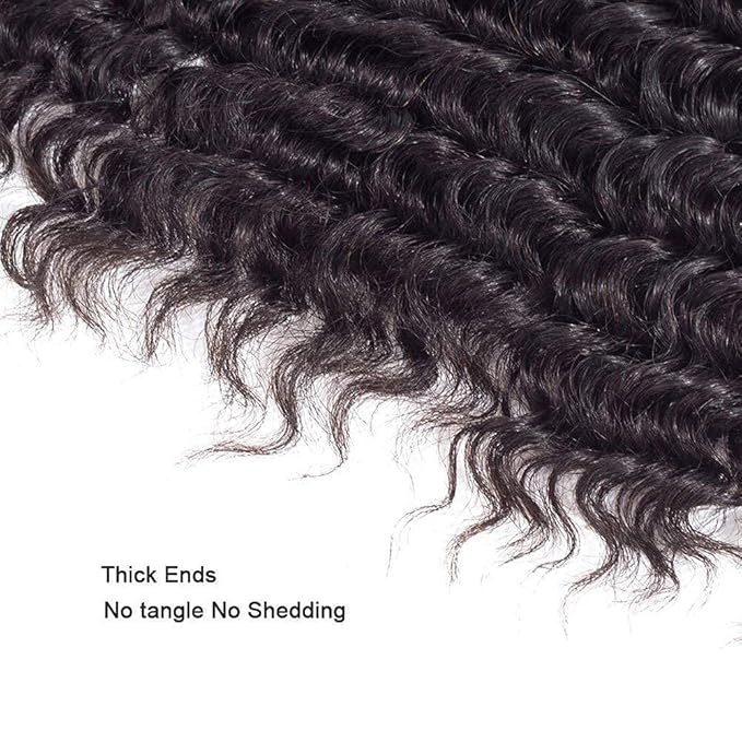 30 32 34 Inch Human Hair Bundles Color 1B Deep Wave Bundles Niegmeag Unprocessed Virgin Soft and Silky Remy Hair Extensions Double Weft Natural Black Deep Wave Bundle
