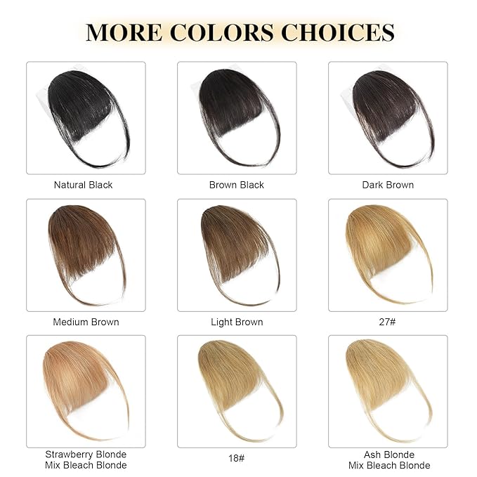 BOGSEA Clip in Bangs 100% Human Hair Bangs with Temples Bangs Hairpieces for Women Clip in Fake Bangs for Daily Wear (Honey Blonde, Wispy Bangs)
