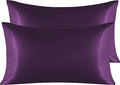 NTBAY 2 Pack Satin King Pillowcases for Hair and Skin, Luxurious and Silky Pillow Cases with Envelope Closure, 20x36 Inches, Eggplant Purple