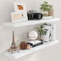 Fun Memories Floating Shelves 48 Inch Set of 2, White 48 x 9 Wall Shelves for Home Decor Storage, Rustic Wood Floating Shelf for Wall, 9 Inch Deep Shelving for Bathroom, Living Room, Kitchen