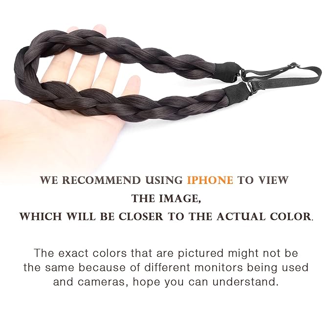 DIGUAN Chubby Narrow Synthetic Hair Braided Headband Classic Chunky Plaited Braids Elastic Stretch Hairpiece Women Girl Beauty accessory, 58g (Deep Brown)