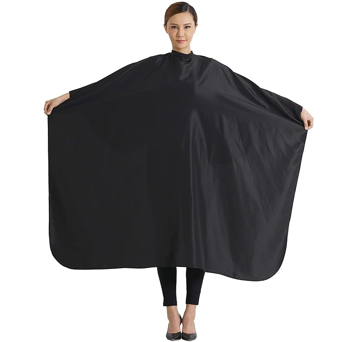Professional Salon Cape Polyester Haircut Apron Barber Cape,54"x62",Black,C007001E-L
