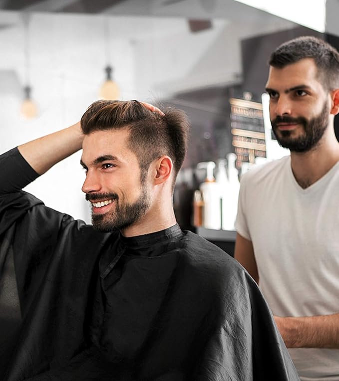 Haircut Cape Black Hair Cutting Salon Barber Capes Waterproof hairdressing for Clients Men Adults (5PCS-Barber Capes)