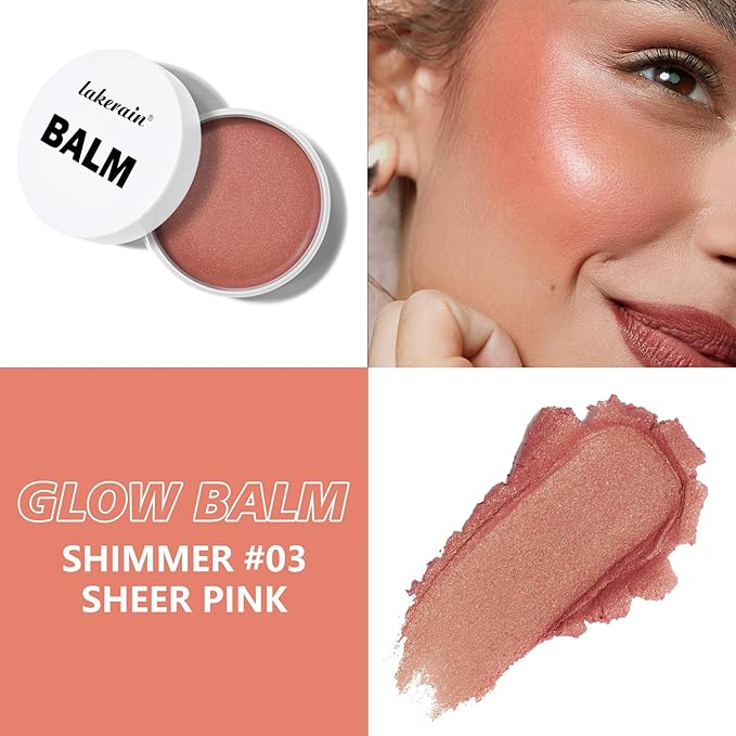 KYDA Miracle Glow Balm, Glow Tinted Blush Balm, Multiuse Face Balm for Cheek Lips Eyes, Hydrating Cream Blush, Blendable Lightweight, Shimmer Blusher, Sheer Pink, 1.76 oz