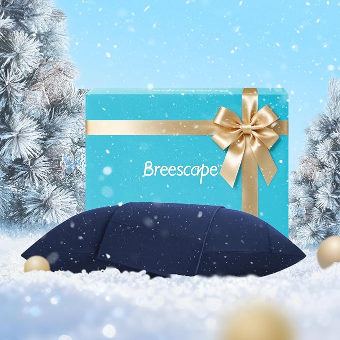 Breescape Cooling Pillow Cases King Size - BlendTek™ Dry & Cool Technology for Hot Sleepers and Night Sweats, 2 Pack Ultra Soft & Smooth Pillowcases for Hair & Skin Care, 20" x 36", Twilight Blue