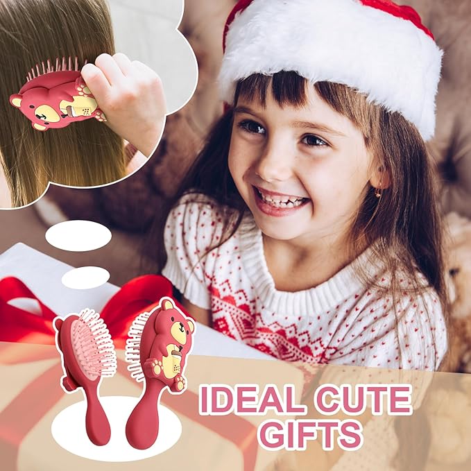Mini Toddler Hair Brush Detangler Brush Kids Detangling Hairbrush Soft Massage Comb Small Travel Hair Brush for Thick Curly Thin Long Short（Red）