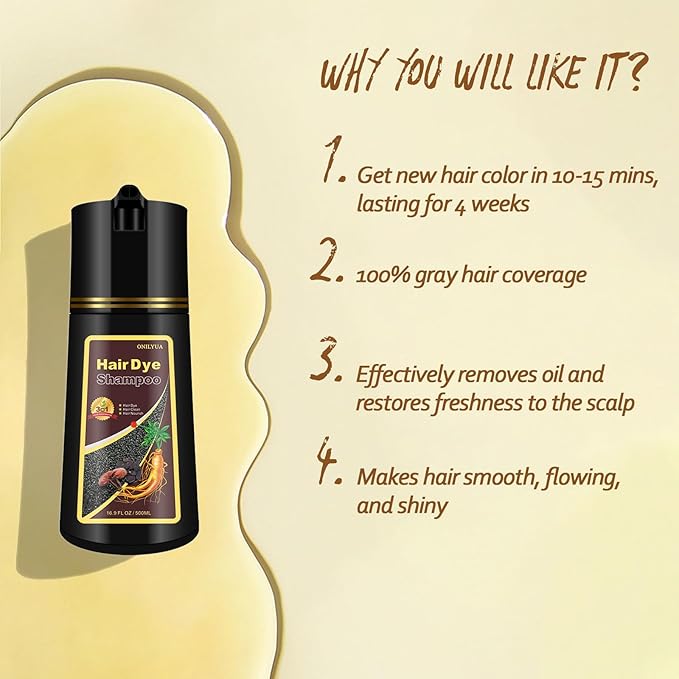 Wine Red Hair Dye for Men and Women, Hair Color Shampoo For Home Use, 16.9 Fl Oz Shampoo Para Canas (Wine Red)