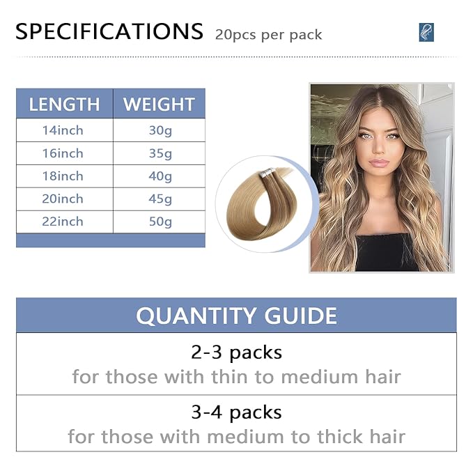 COOKAYU Invisible Tape in Hair, Gold Brown to Caramel Blonde 20pcs/pack 22Inch 50g Seamless Tape in Extensions Real Human Hair Injected Invisi Edge Extensions