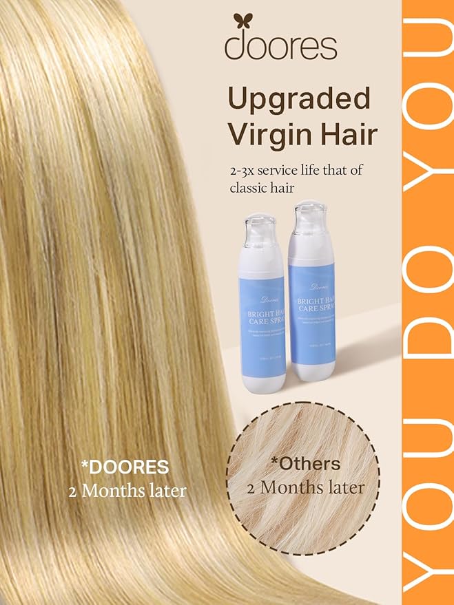 DOORES Tape in Hair Extensions Human Hair, 10pcs 30g 20 Inch Drity Blonde Highlight Golden Blonde, Human Hair Extensions Natural Hair Extensions Seamless Straight
