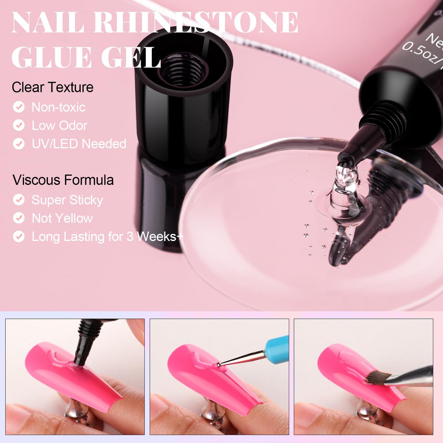 3D Flower Nail Charms and Gems, Cute Colorful Floral Charm Manicure Kit with Nail Rhinestone Glue Gel (UV Curing), Butterfly Caviar Beads Half Round Pearl & Flatback AB + Clear Crystal