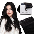 RUNATURE Black Clip in Hair Extensions, Real Hair Extensions Clip Ins, Long Human Hair Clip in Extensions, Remy Soft Hair, Natural Looking, 20 Inch 50g 3pcs #1B Off Black