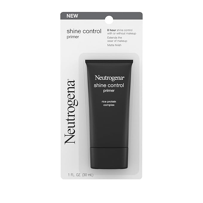 Neutrogena Shine Control Mattifying Liquid Face Primer for Oily Skin, Lightweight, Non-Comedogenic and Non-Greasy Pore and Makeup Primer with Oil-Absorbing Rice Protein, 1 fl. oz (Pack of 2)